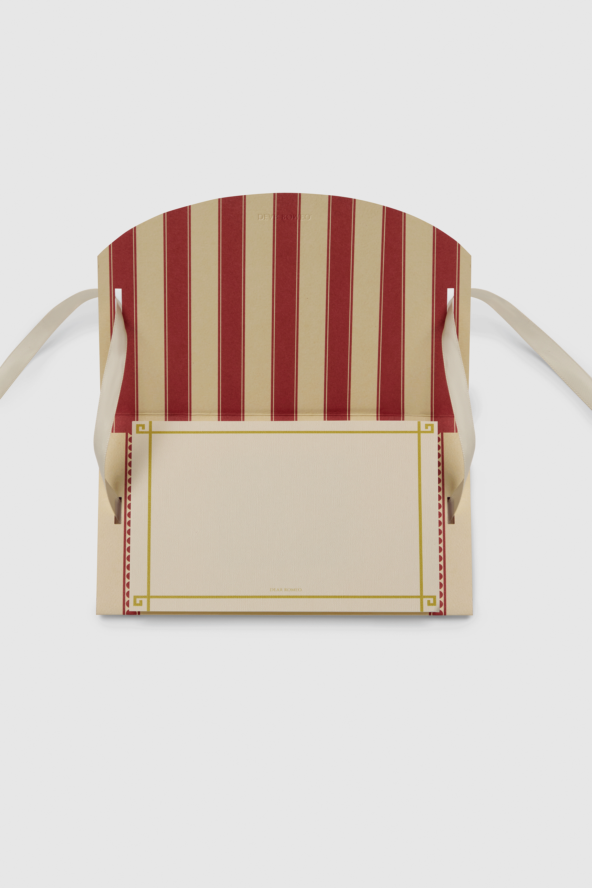 Dear Romeo Card, red stripe greeting card design - showing selection of personalised cards animation. Premium Australian stationery.